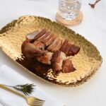 medium serving dish gold