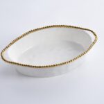 oval baking dish gold